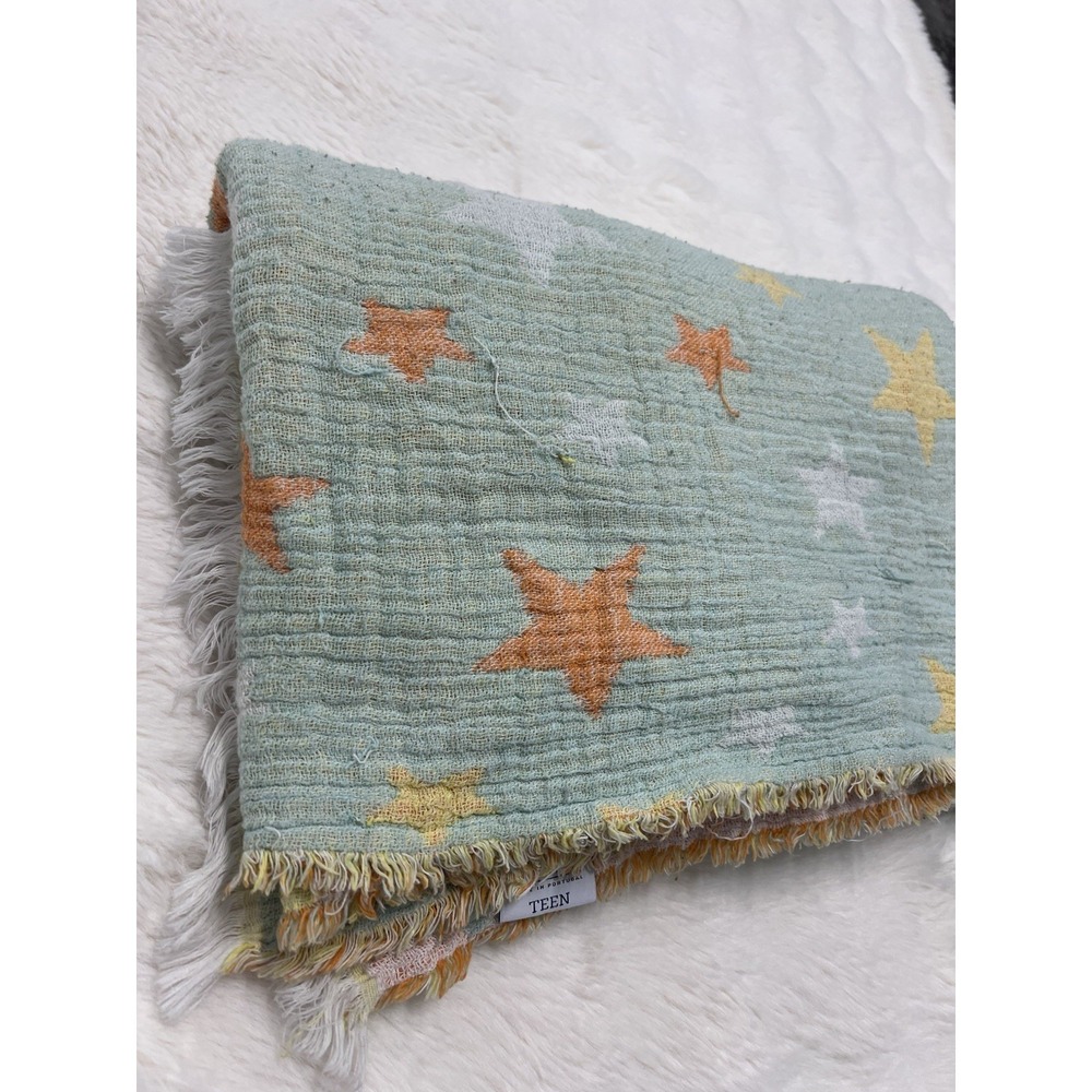 inup home Teen Made In Portugal Star Blanket Blue Orange Yellow